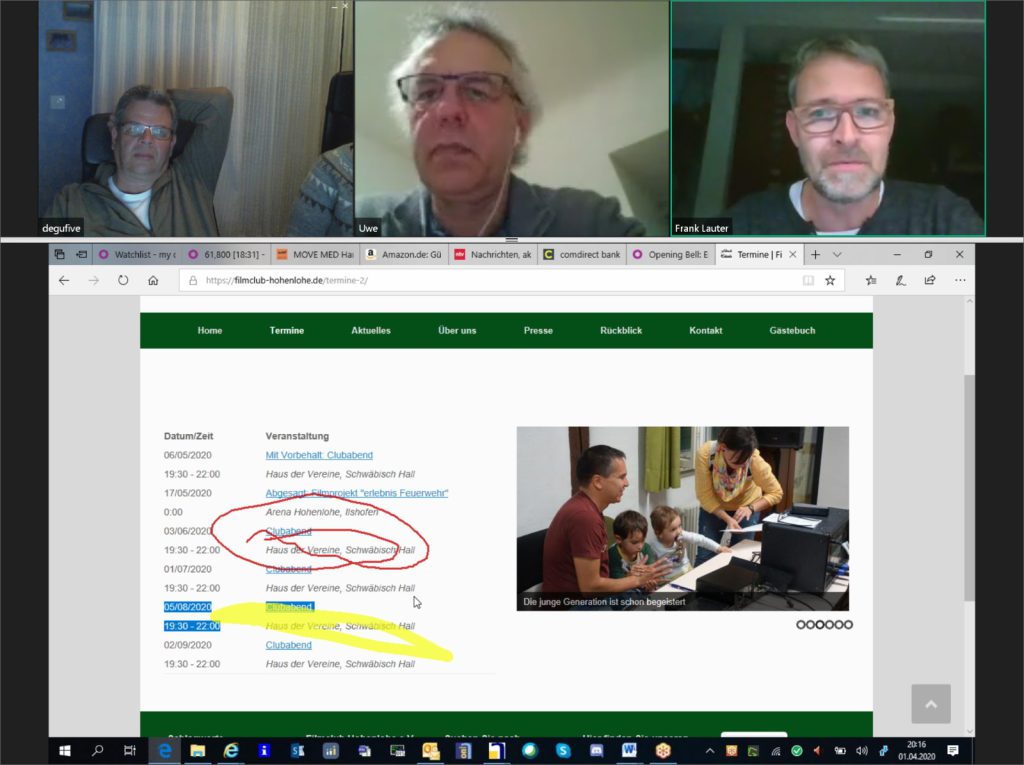 Screenshot virtueller Clubabend